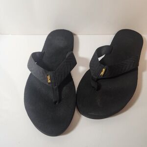 Teva Mush II Mens Black Flip Flop Sandals  Size 11 Textile Suede Thong